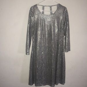 Torrid SILVER  SHIMMER RIBBED KNIT TRAPEZE DRESS